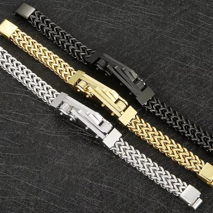 Bracelet chaîne de vélo couleur or pour homme, en acier inoxydable 316L, avec fermoir magnétique, bijoux Rock N Roll