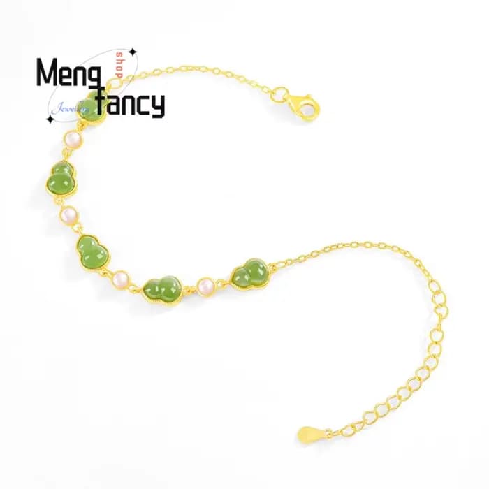 Bracelet incrusté de gourde en Jade Hetian