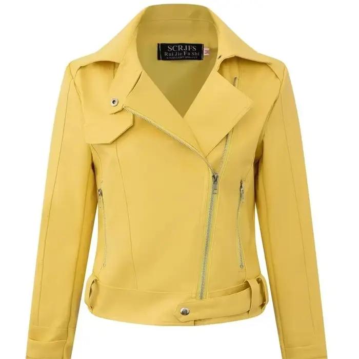 Veste de moto en cuir PU pour femme, manteau Slim et polyvalent, à la mode, nouvelle collection printemps-automne 2025