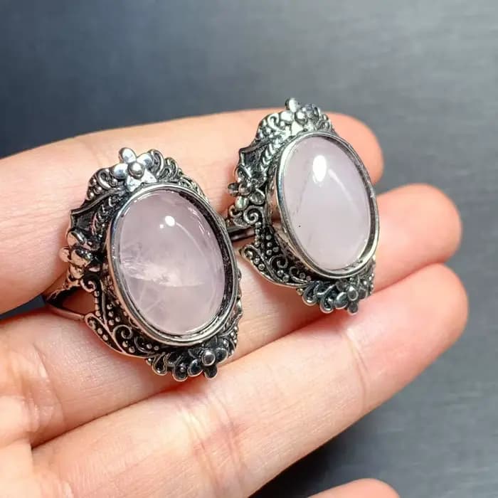 Bague en Quartz Rose naturel MM