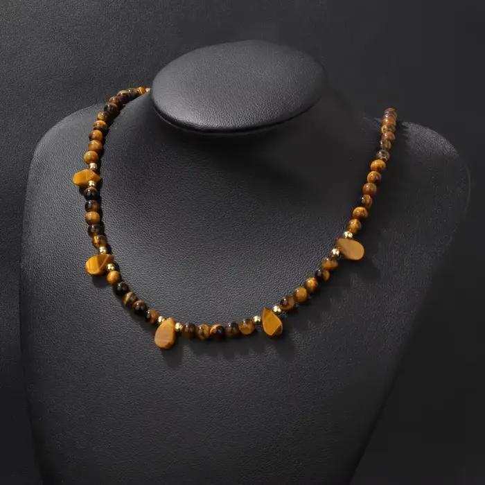 Collier de perles d'aventurine verte en pierre naturelle pour femmes et filles, tour de cou en perles turquoises bleues, bijoux Boho à la mode, 4mm
