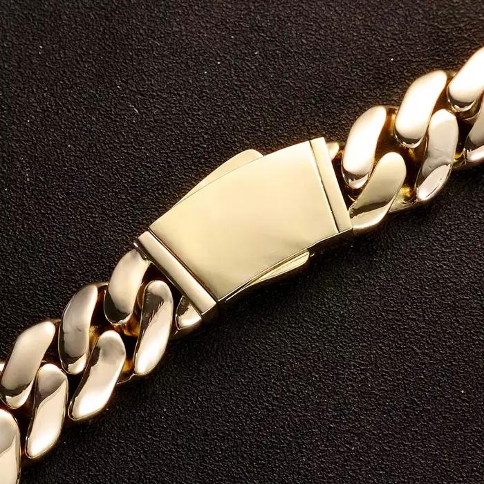 Bracelet Monaco 20mm plaqué or 14 carats pour homme et femme bijou hip hop rock style cubain chaîne robuste occasionnels