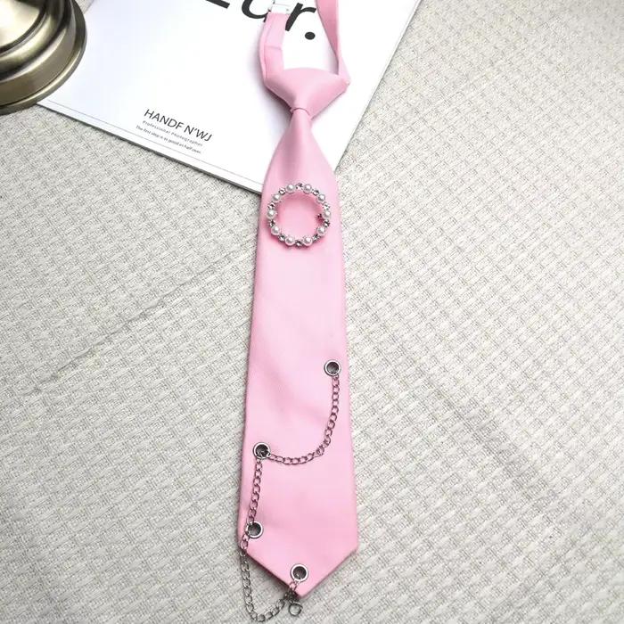 Décoration de chaîne de perles, pas besoin de nouer, style JK pour filles, style universitaire, simple et tendance, accessoires de chemise polyvalents
