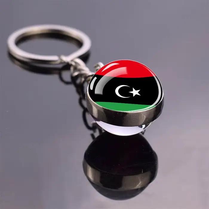 Porte-clés drapeau africain, algérie, somalie, tunisie, maroc, egypte, drapeau National, pendentif boule de verre Double face, cadeau