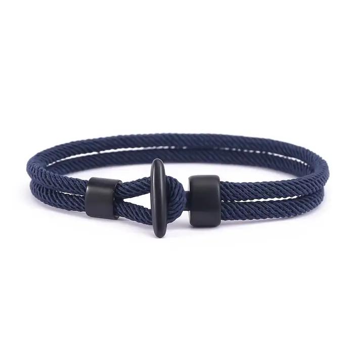 Bracelet à Double corde en corde de Milan pour femmes et hommes, Simple, tissé à la main, plusieurs couleurs, boucle en T, haut de gamme, bijoux cadeau pour Couple