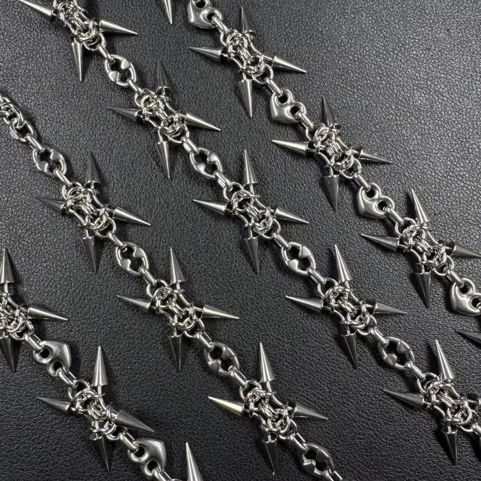 Collier Punk Grunge Rock Squelette en Acier Inoxydable Chaîne de Maillons Accessoire Cadeau Occasions Spéciales