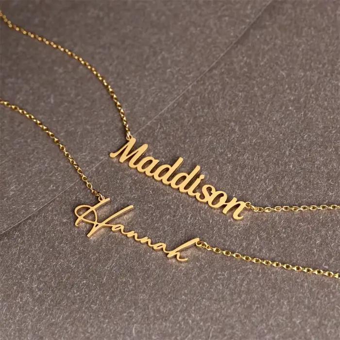Collier personnalisé en acier inoxydable avec nom personnalisé, bijoux à breloques pour femmes, chaîne de clavicule, pendentif lettre, cadeau de saint valentin