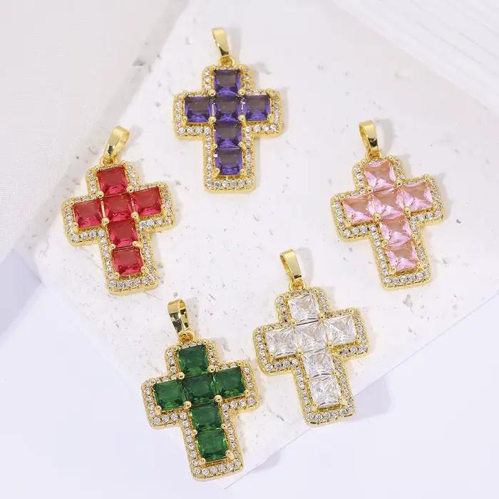 Breloques croix chrétiennes pour femmes, bijoux exécutifs, contre-indiqué, or véritable 18 carats, croix de croyant religieux, bricolage