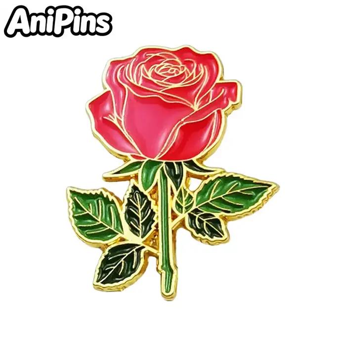 Epingle a fleurs AniPins avec motifs roses marguerites lys plantes broche pour vêtements sac à dos badge cadeau femme occasions spéciales