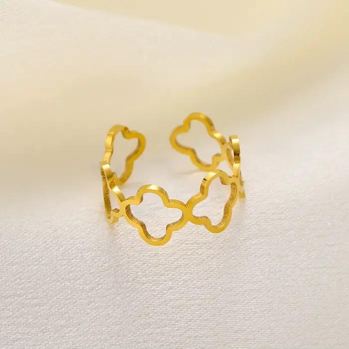 CARLIDANA-Bague en Titane Plaqué Or 18K pour Femme, Bijoux TarjuvenFree, Accessoires de Mode, Acier Inoxydable, Fleur Creuse Everver