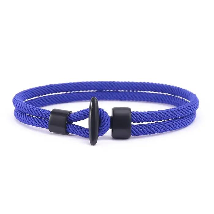 Bracelet à Double corde en corde de Milan pour femmes et hommes, Simple, tissé à la main, plusieurs couleurs, boucle en T, haut de gamme, bijoux cadeau pour Couple
