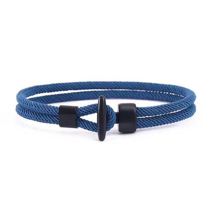 Bracelet à Double corde en corde de Milan pour femmes et hommes, Simple, tissé à la main, plusieurs couleurs, boucle en T, haut de gamme, bijoux cadeau pour Couple