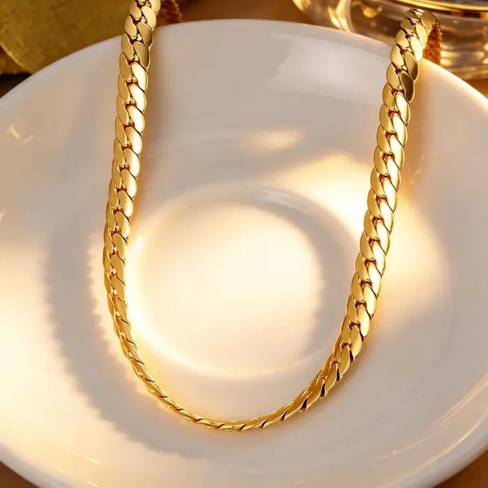 Collier ras du cou unisexe style punk, chaîne Figaro 4,2 mm, plaqué or, inaltérable, en acier, étanche, pour homme et femme