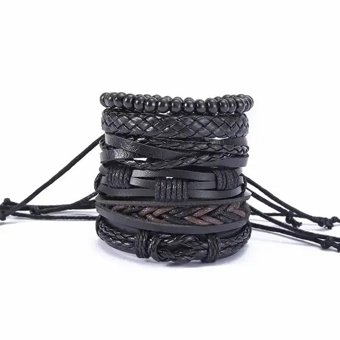 Bracelet torsadé minimaliste en cuir PU pour hommes