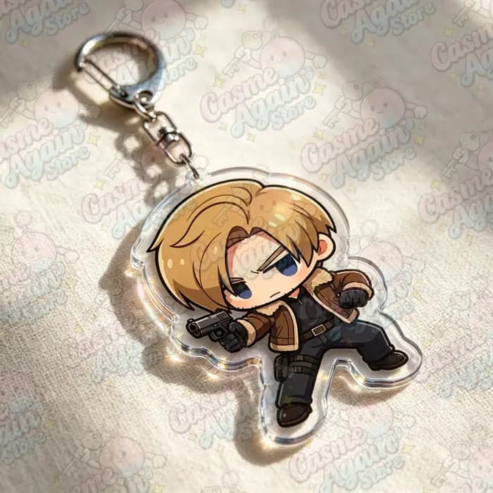 Porte-clés en acrylique de dessin animé Leon S. Kennedy pour accessoires