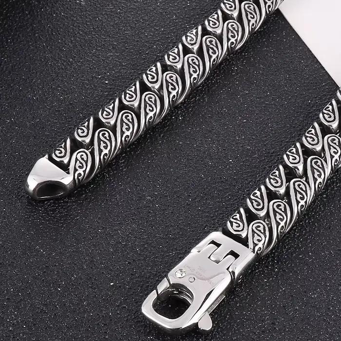 Collier chaîne large vintage 12 mm pour homme, en acier inoxydable, style punk, accessoires de bijoux pour Halloween, colliers pour hommes