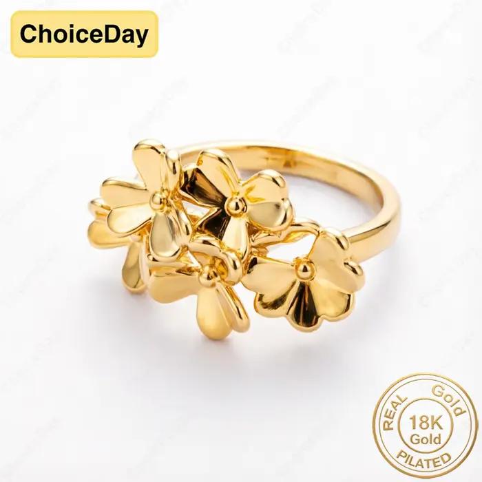 Bague Fleur Exquise Plaqué Or 18K, Cadeau Tendance et Élégant pour Femme, Bijou de Mariage et de Fête