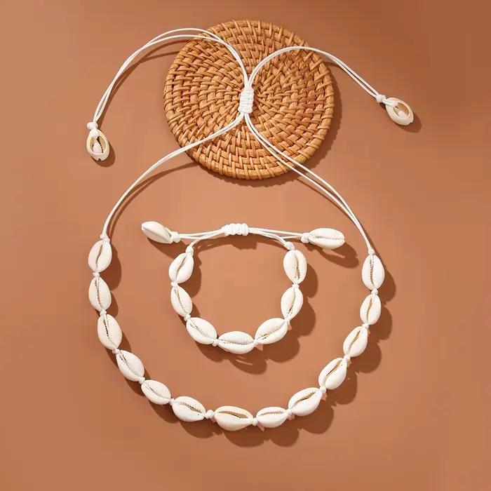 Bohème hawaïen coquillage de mer Bracelet collier bijoux bohème corde chaîne collier femmes été océan collier collier cadeau