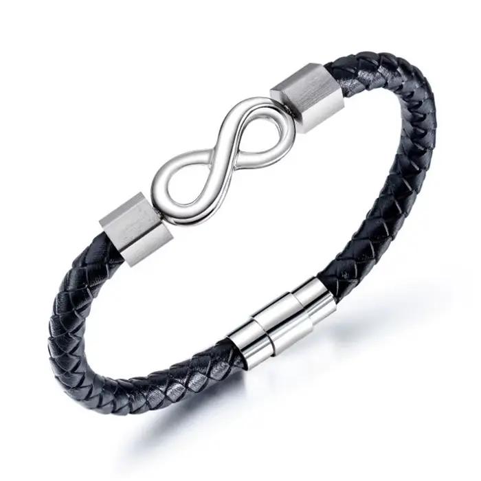 Bracelet en cuir punk numéro 8