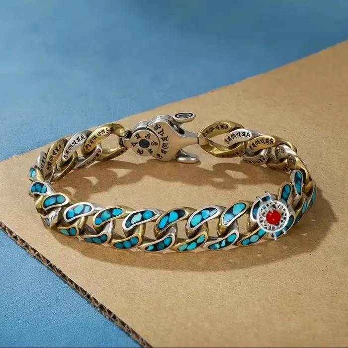 HX nouveau Guochao hommes Bracelet personnalité rétro transfert rotatif neuf yeux perle Bracelets haut de gamme cadeau bijoux de mode
