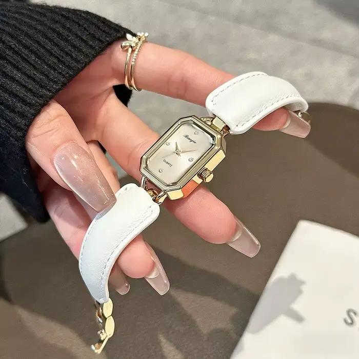 Montres à bracelet en cuir tendance pour femmes, montres-bracelets élégantes et précises, montres minimalistes résistantes à l'eau, montre-bracelet pour femme