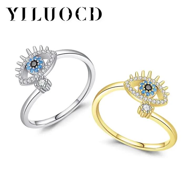 YILUOCD – bague en Zircon cubique pour femmes, anneau mauvais œil de dinde, plaqué or 18 carats, anneau ouvert réglable, amulette, bijoux islamiques, cadeau