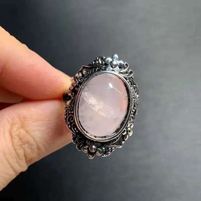 Bague en Quartz Rose naturel MM