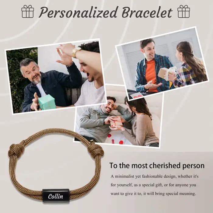 Bracelet personnalisé pour homme, bracelets gravés avec le nom, bracelet à perles pour petit ami, bracelet pour partenaire, cadeau pour la fête des pères