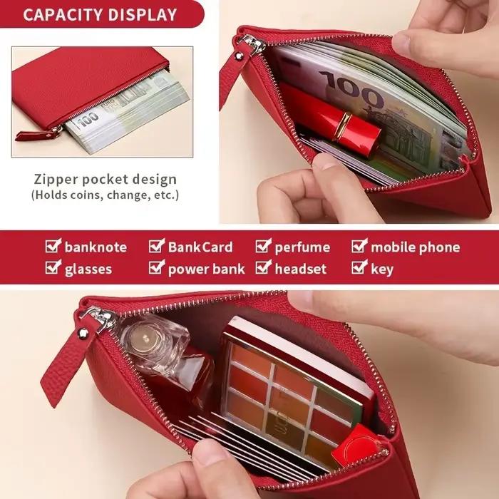 Pochette cosmétique en cuir, adaptée aux portefeuilles, porte-monnaie, rouges à lèvres, cosmétiques, sac de rangement de voyage, de haute qualité et portable.