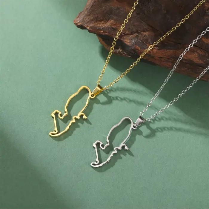 Collier pendentif carte de l'île de la Martinique EUEAVAN France en acier inoxydable, collier ras du cou ajouré tendance pour femmes et hommes, bijou de fête, cadeau