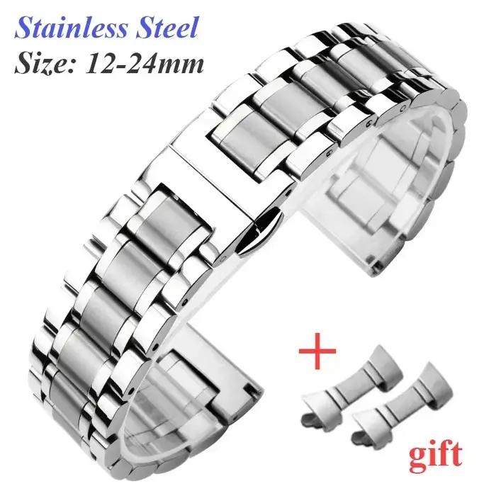 Bracelet de montre en acier inoxydable pour Bracelet à extrémité incurvée Longines Bracelet en métal 12 13 14 15 16 17 19 21 23 18mm 20mm 22mm 24mm