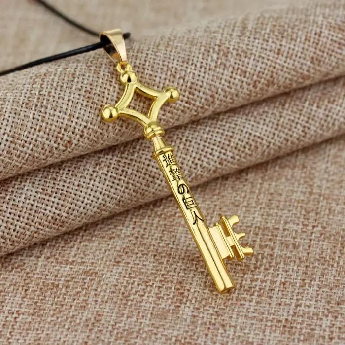 Collier attaque sur Titan Eren clé Shingeki No Kyojin, pendentif mode Vintage rétro Anime bijoux pour hommes Cosplay