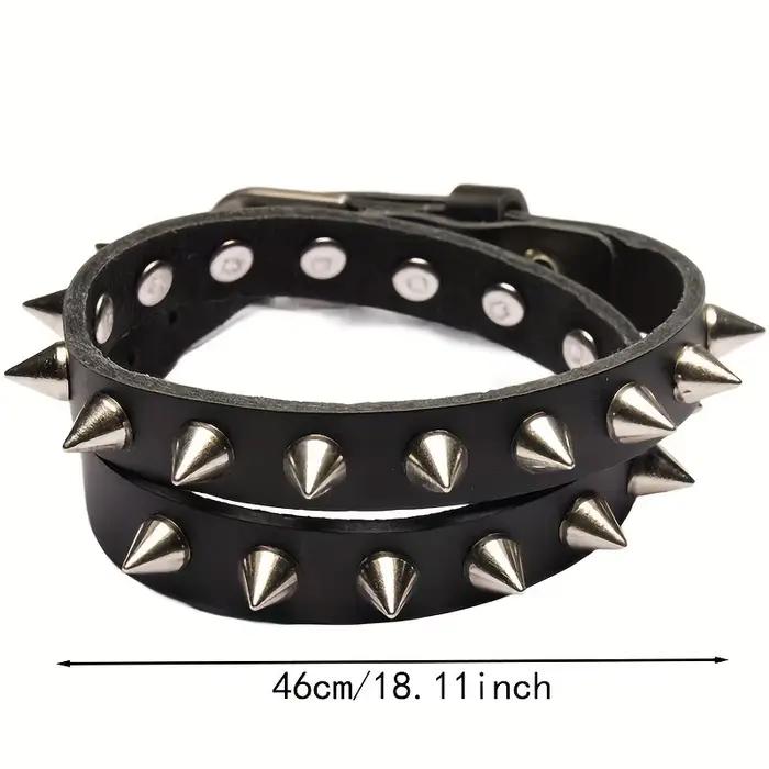 Bracelet en cuir fait main pour homme, style moto, à double rangée de rivets, idéal pour un usage quotidien, accessoire de mode