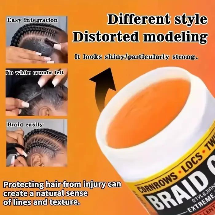 Gel de tresse à tenue extrême - Cire coiffante pour mèches, locs, torsions et tresses à la mode