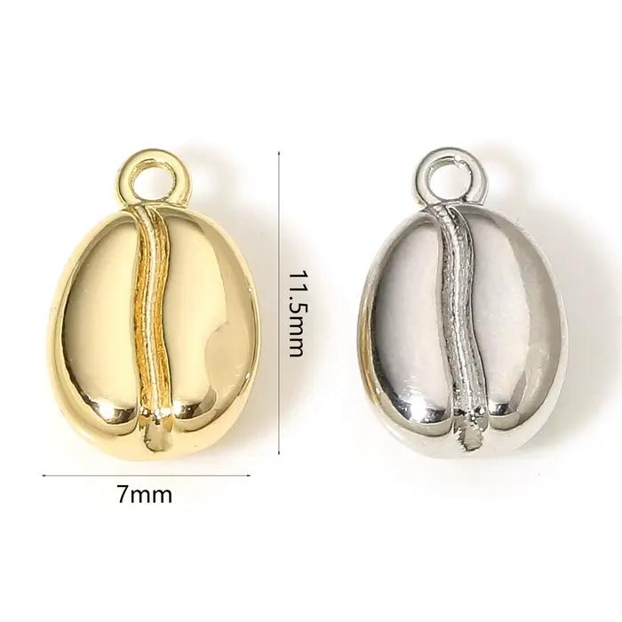 Breloques en forme de grain de café en laiton plaqué or, pendentifs de Style alimentaire 3D pour collier à faire soi-même, résultats de fabrication de bijoux, 11.5x7mm, 2 pièces