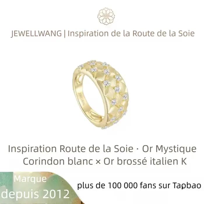 Bague JEWELLWANG en saphir blanc au design rétro