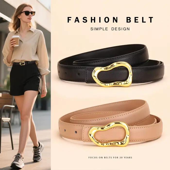 Ceinture en cuir véritable pour femme ; Accessoire de mode polyvalent pour pantalons ; Ceinture pour femme au look haut de gamme pour jeans