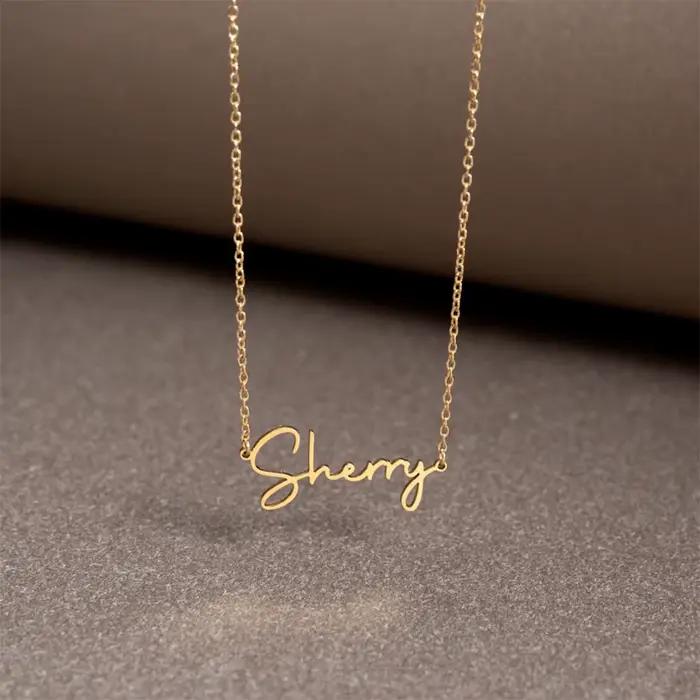 Collier personnalisé en acier inoxydable avec nom personnalisé, bijoux à breloques pour femmes, chaîne de clavicule, pendentif lettre, cadeau de saint valentin