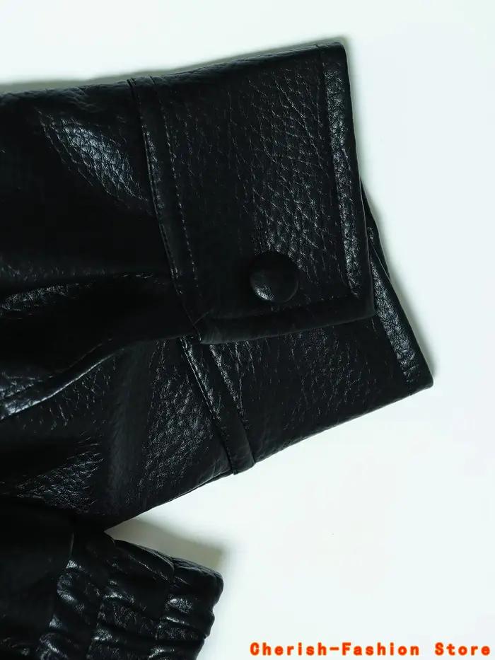 Mode veste en cuir noir femmes vêtements automne hiver nouveau manteau ample décontracté en cuir PU moto veste haut pour femme marque