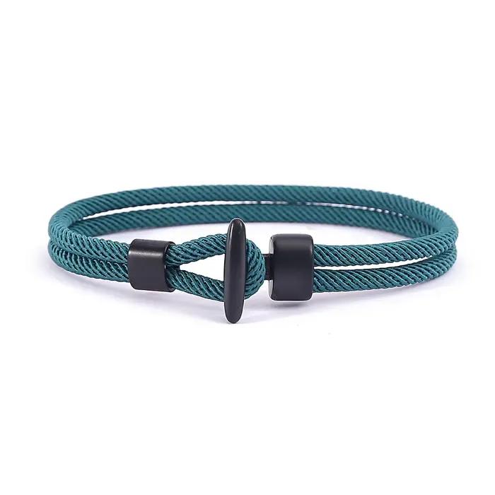 Bracelet à Double corde en corde de Milan pour femmes et hommes, Simple, tissé à la main, plusieurs couleurs, boucle en T, haut de gamme, bijoux cadeau pour Couple