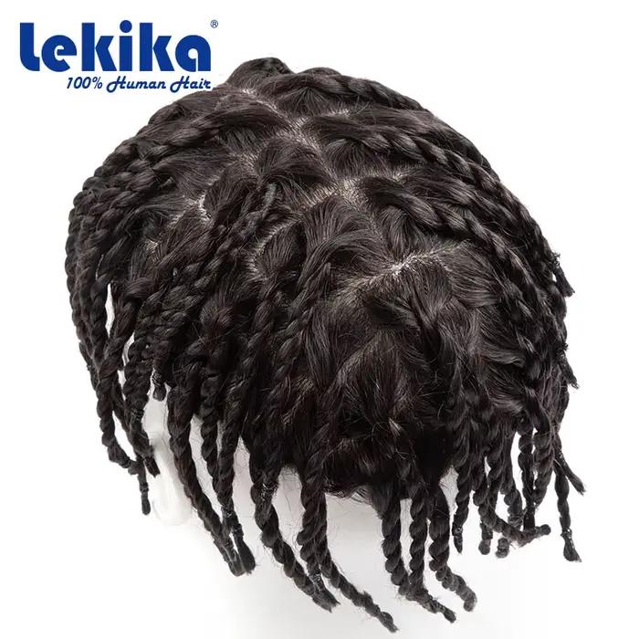 Perruque tressée pour homme, tatouages temporaires indétectables, toupet tressé au crochet, coupe de cheveux pour homme, micro-peau, prothèse capillaire masculine, perruque homme