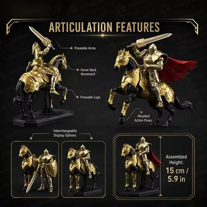 Kit de Modélisme Chevalier Médiéval à Assembler, Figurine Soldat Articulée en Armure Métallique de 15 cm, Jouet DIY de Collection