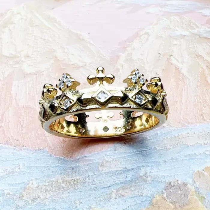 Bague couronne or Style européen, bijoux fins pour femmes, tout nouveau cadeau classique en argent Sterling 925 pur, été