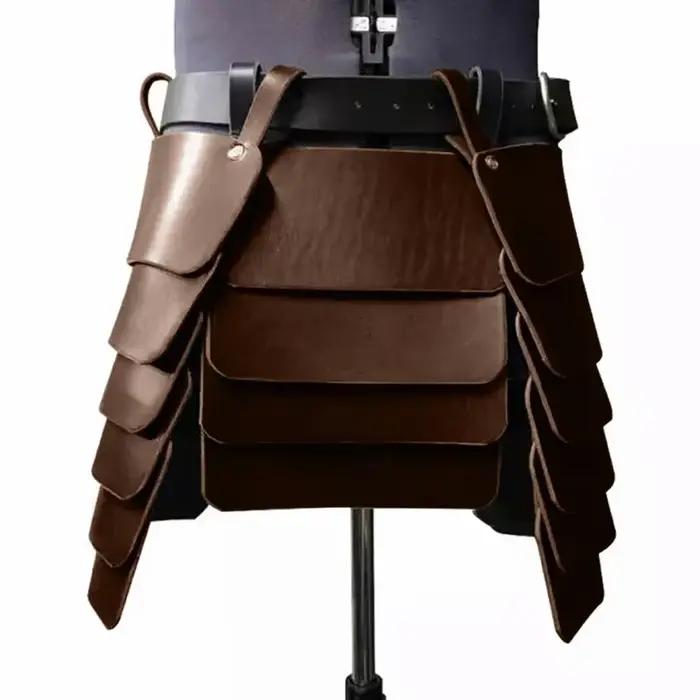 Armure de jambe de chevalier Viking médiéval, ceinture à pompons en cuir, jupe de combat Renaissance pour Costume de Cosplay de reconstitution