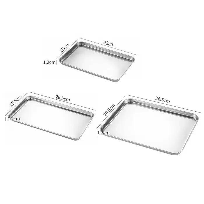 Plateau rectangulaire en acier inoxydable, plateau de présentation de Buffet, assiette de service alimentaire en métal, poêle à nouilles de riz, organisateur de stockage de plats à domicile