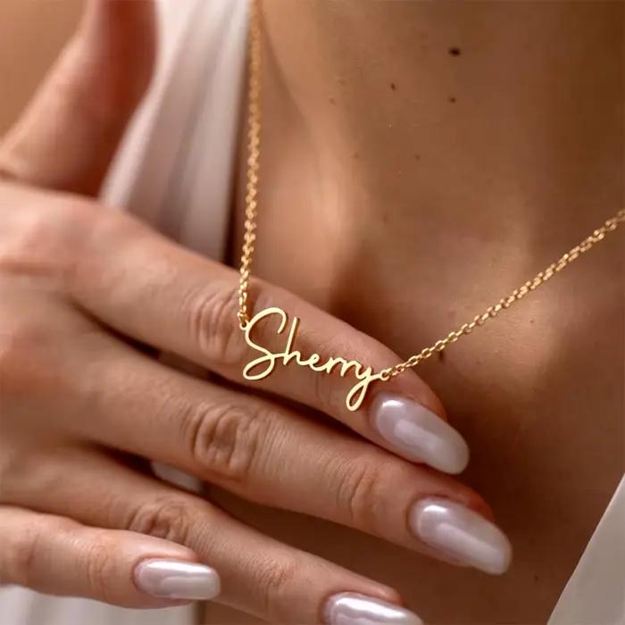 Collier personnalisé en acier inoxydable avec nom personnalisé, bijoux à breloques pour femmes, chaîne de clavicule, pendentif lettre, cadeau de saint valentin