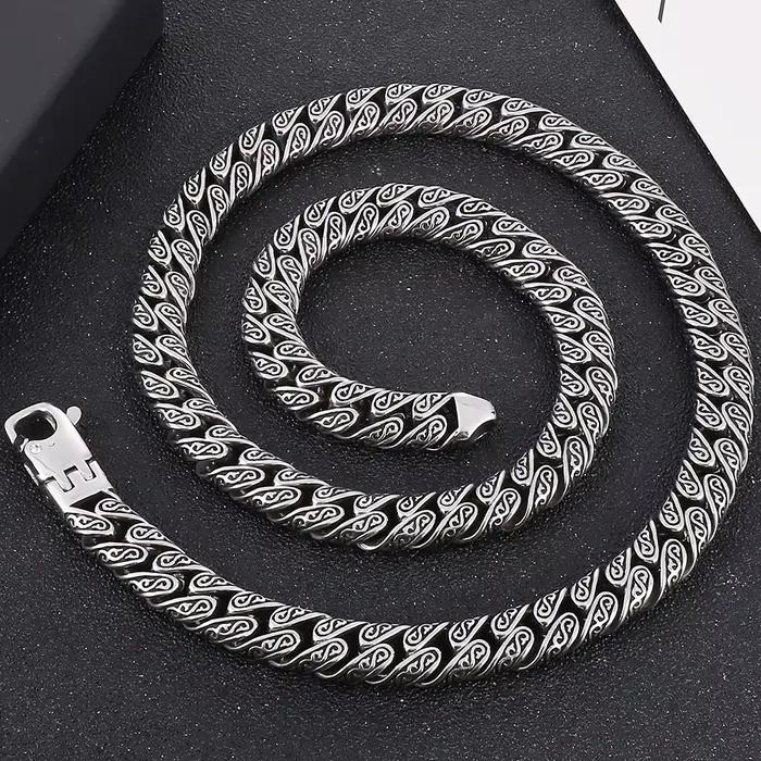Collier chaîne large vintage 12 mm pour homme, en acier inoxydable, style punk, accessoires de bijoux pour Halloween, colliers pour hommes