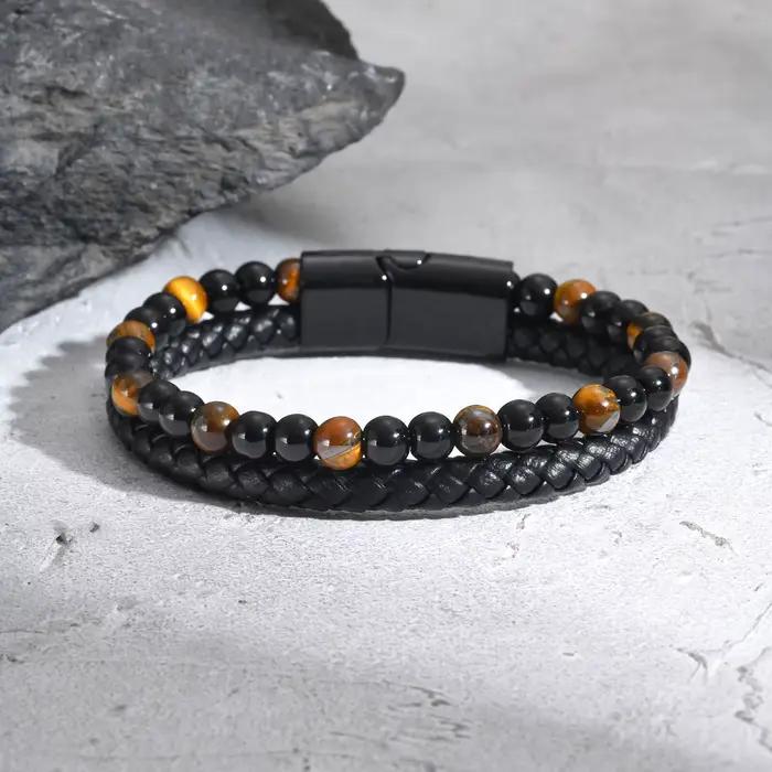 Bracelet en cuir élégant pour hommes et garçons