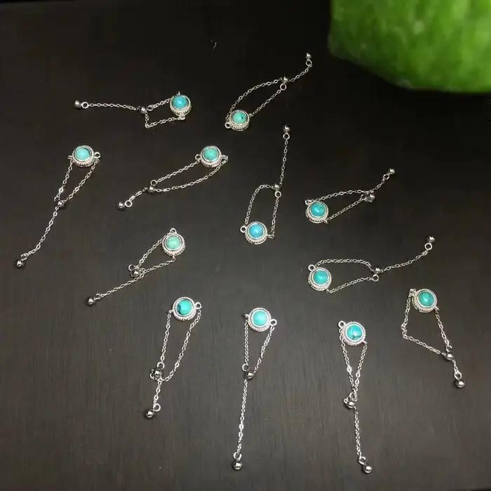 Unité une pièce 925 argent avec vente populaire cristal Turquoise naturel guérison gland Style pierres précieuses bijoux cadeau pour doigt