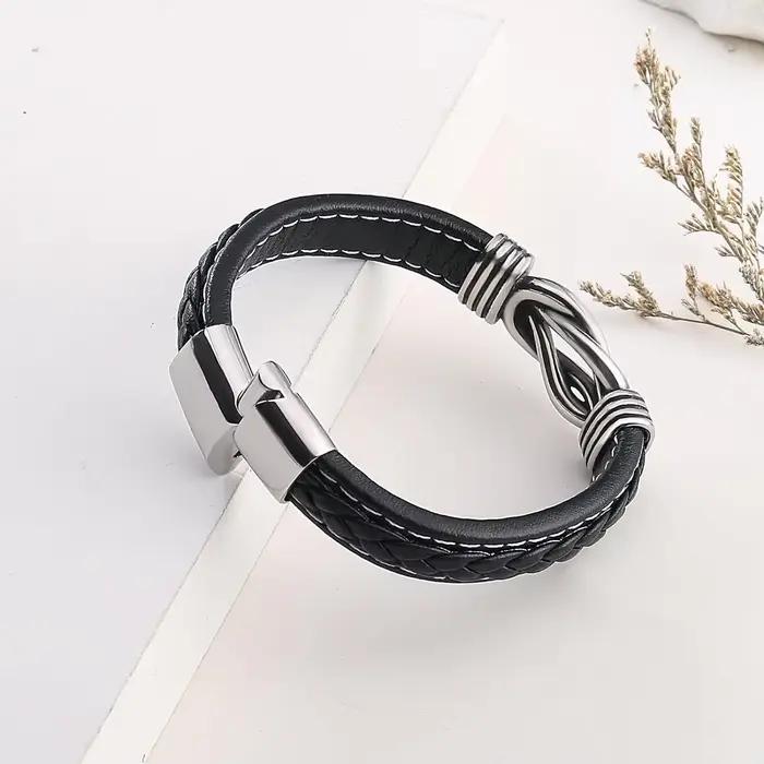 Bracelet en cuir à nœud infini pour hommes